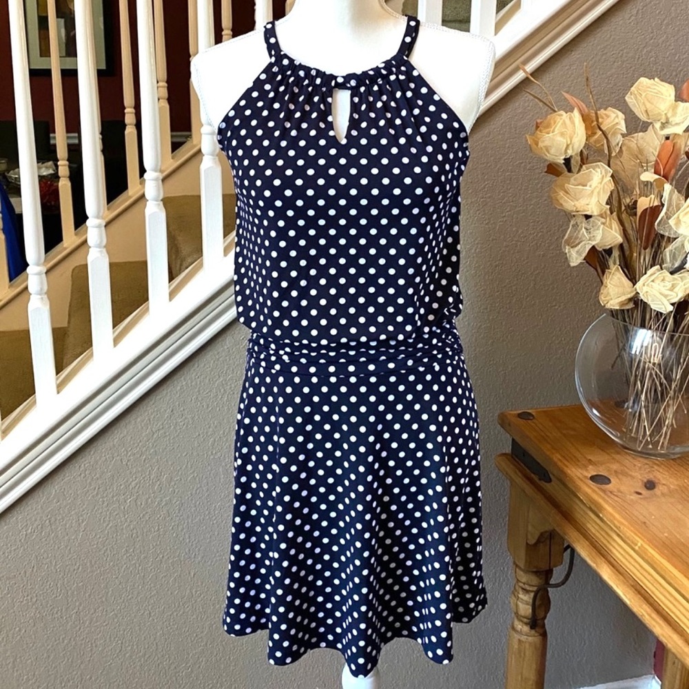Navy Polka Dot Dress